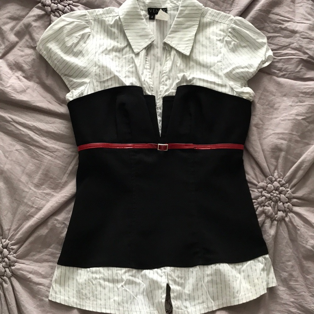 Rare Venus Striped Black Corset Top size 4